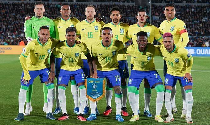 El equipo de Brasil que cayo derrotado en Montevideo ante Uruguay