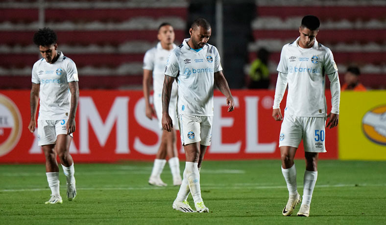 Jugadores de Gremio en un encuentro de Copa Libertadores