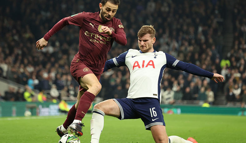 Bernardo Silva del City y Timo Werner del Tottenham