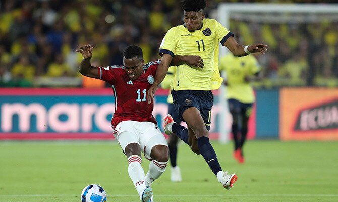 Kevin Rodriguez de la Seleccion Ecuatoriana en partido contra Colombia