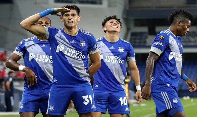 Imagen de Facundo Barceló celebrando un gol. Cuotas y pronósticos Barcelona vs Emelec de la LigaPro.