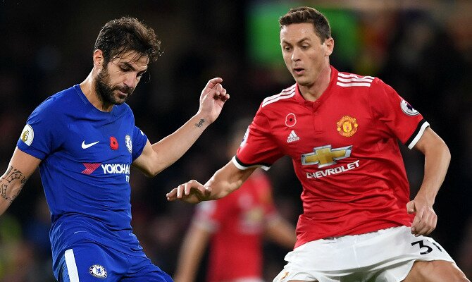 Fábregas (izquierda) y Matic son fundamentales en las cuotas del Chelsea FC vs Manchester United.